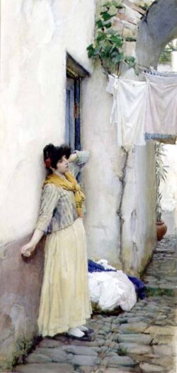 HTL94074 Italian Girl (w/c on paper) by Waterhouse, John William (1849-1917)
watercolour on paper
33x17.8
Private Collection
By courtesy of Julian Hartnoll
English, out of copyright